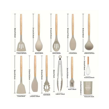12 Piece Kitchen Utensil Set Khaki