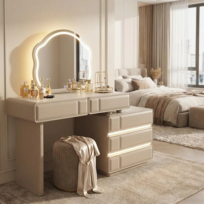 Cloud Mirror Adjustable LED Dresser Brown