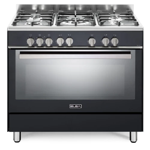 Elba 90cm Francesca 5 Burner Gas Stove Matte Black