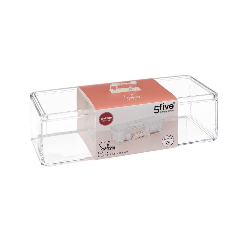 Five Selena 3 Compartment Cotton Box Clear