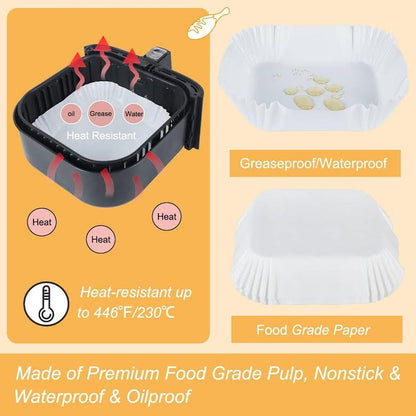 Hillhouse 50 Piece Square Airfryer Liner Set White