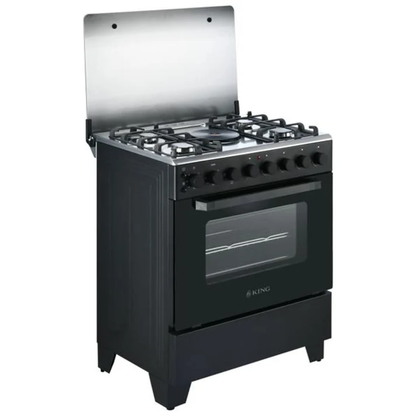 King 76cm Gas Electric Stove 4 Burners + 1 Plate with Turbo Fan Oven Matte Black
