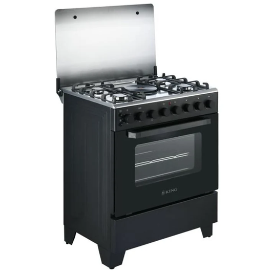 King 76cm Gas Electric Stove 4 Burners + 1 Plate with Turbo Fan Oven Matte Black
