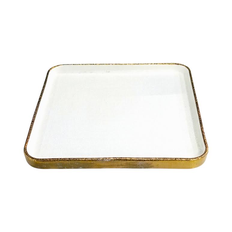 Rimmed Side Plate Gold & White
