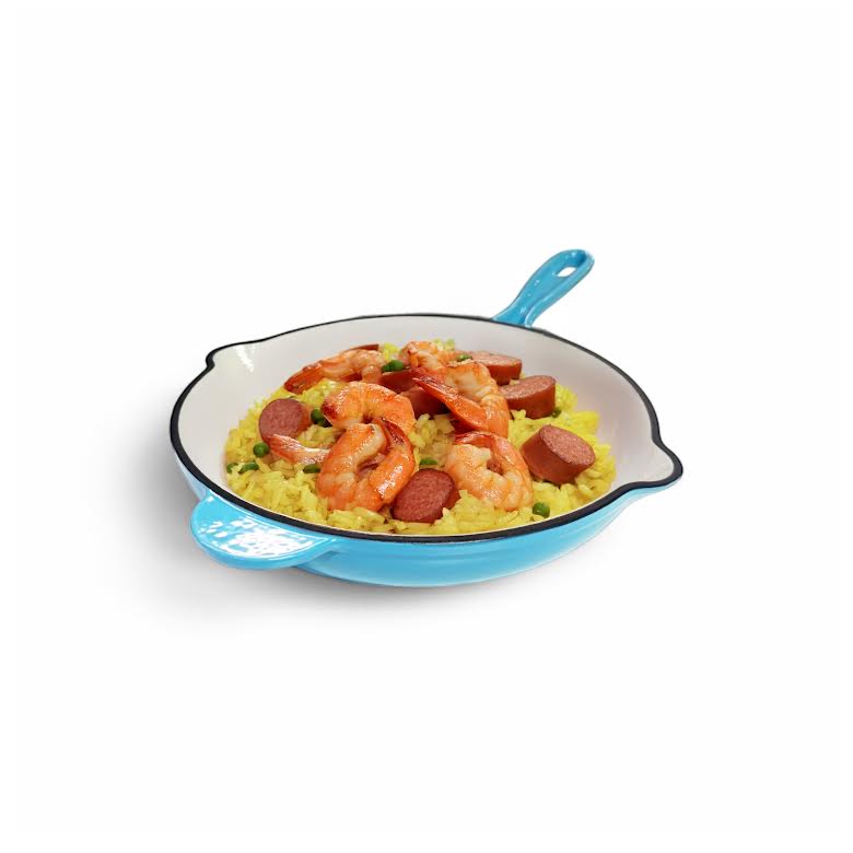 Aqua Enamel Cast Iron Frying Pan Blue