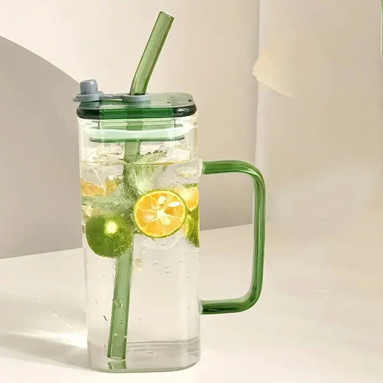 Borosilicate Glass 300ml Cup Clear & Green