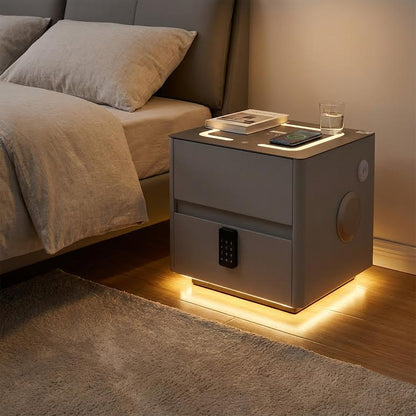 Side Pedestal with Safe & Wireless Charging Grey