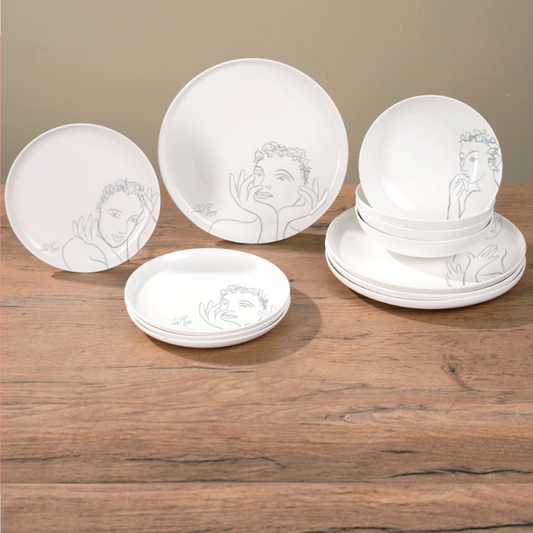 Carrol Boyes Sketchbook Grey 12 Piece Dinner Set White