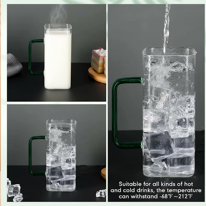 Borosilicate Glass 300ml Cup Clear & Green