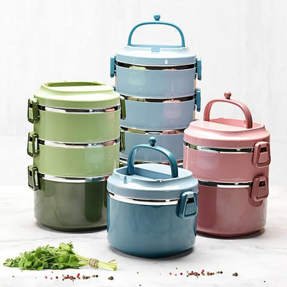 Stackable 2 Tier Lunch Box Pink