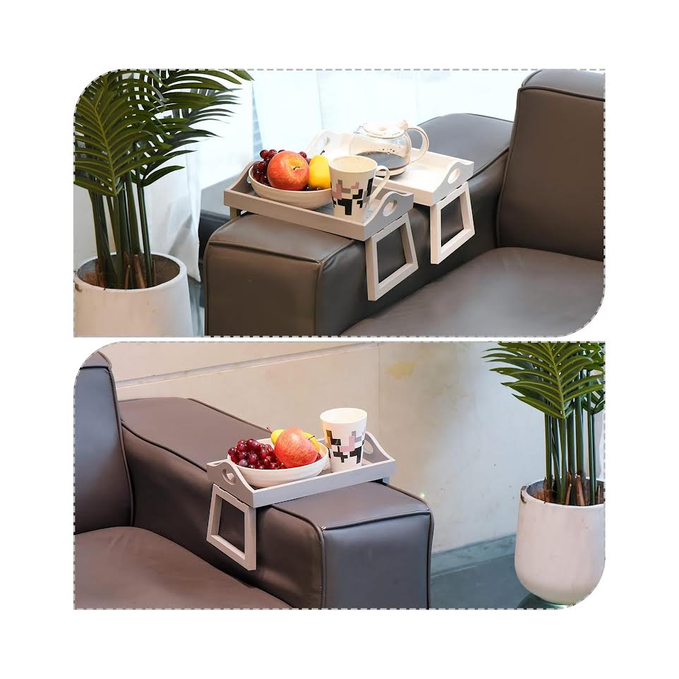 Kitchen Life Wooden Serving Tray Brown For Sofa Arm