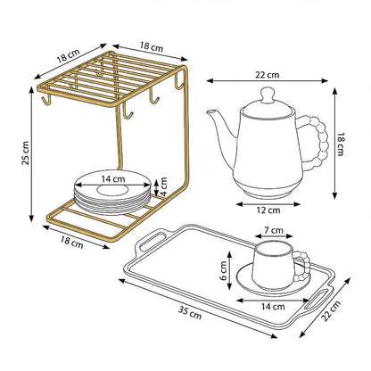 15 Piece Tea Set Gold & White