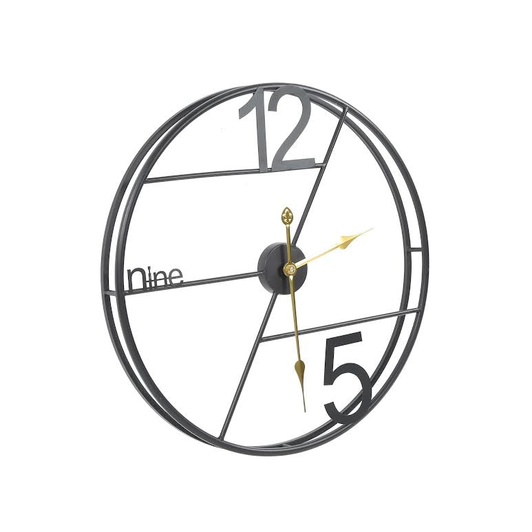 60cm Decorative Wall Clock Black & Gold