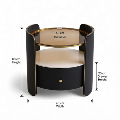 Circular Side Pedestal Black & Gold