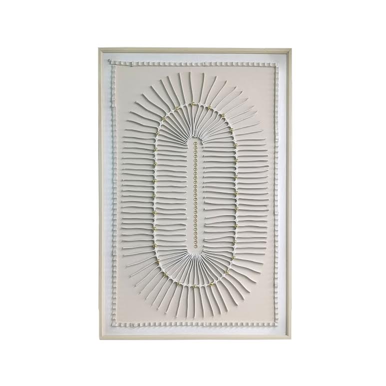 80 x 120cm Sculptural, Abstract Design Painting Cream
