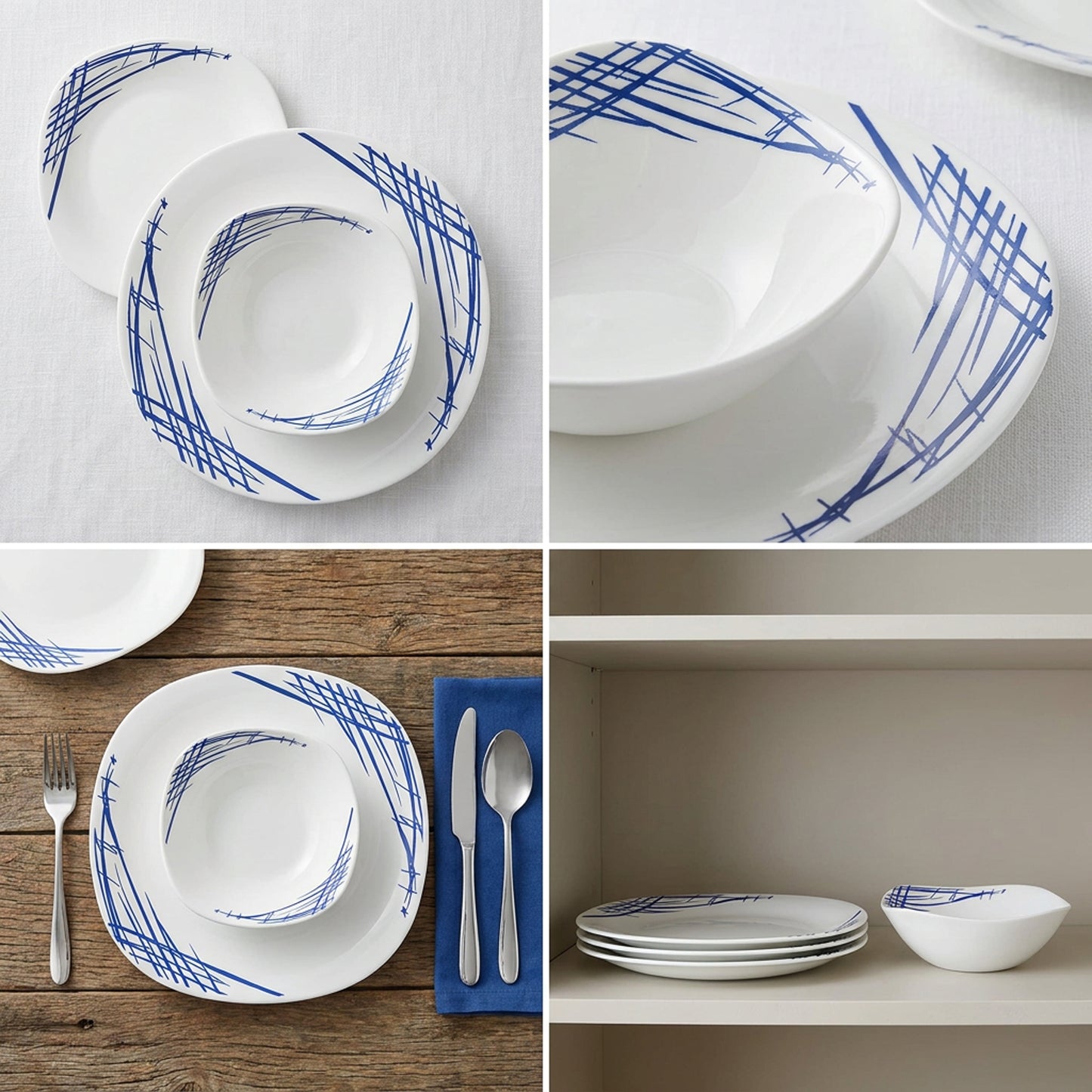 La Opala Quadra 12 Piece Dinner Set Belladonna