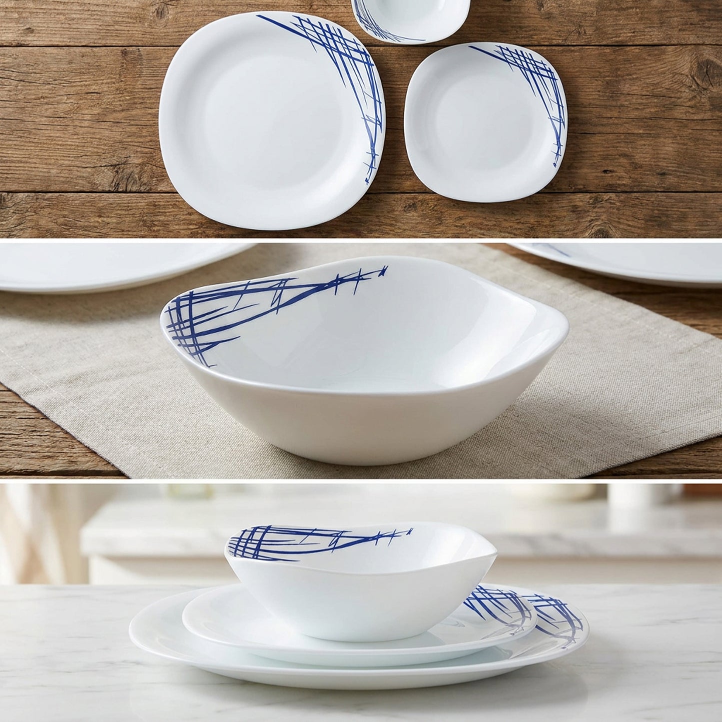 La Opala Quadra 12 Piece Dinner Set Belladonna