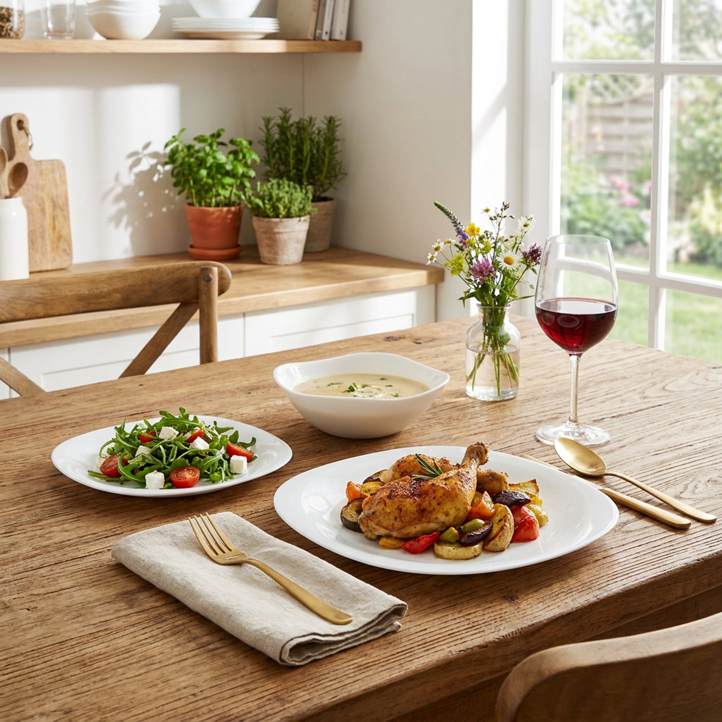 La Opala Quadra 12 Piece Dinner Set White