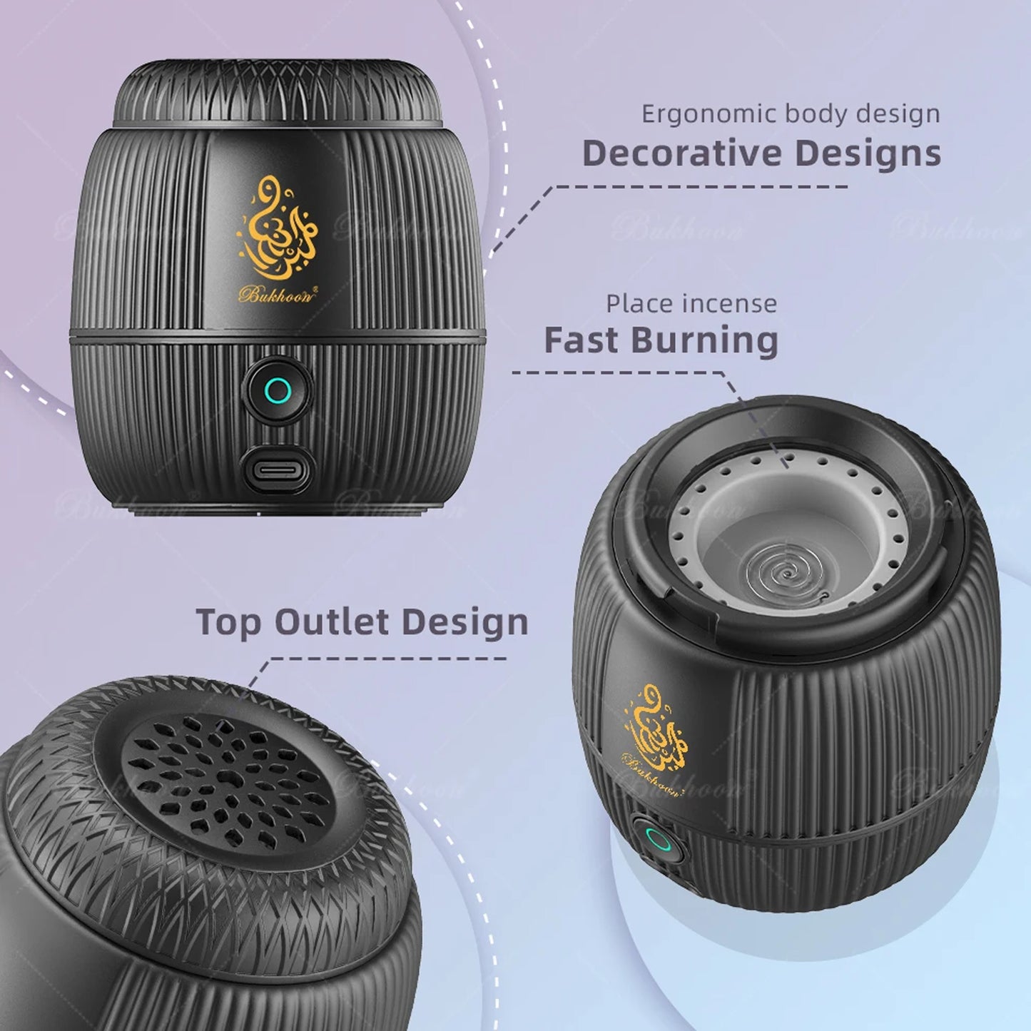 Mini Rechargeable Incense Burner Black