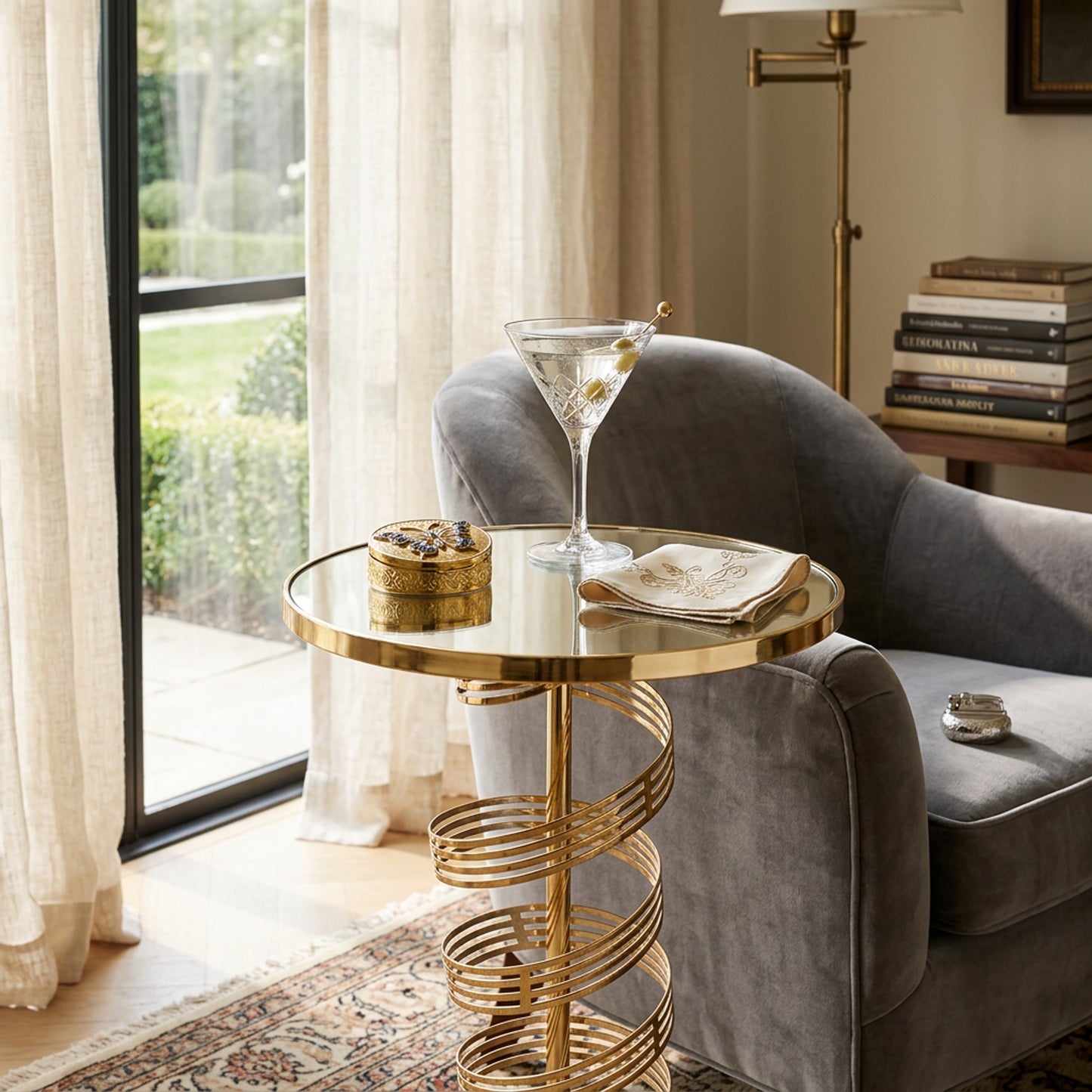 Mirror Side Table Gold