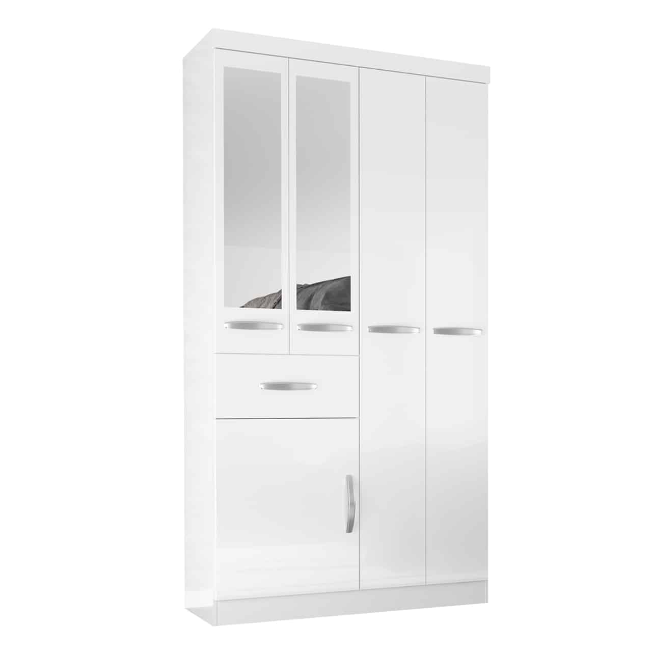 Exotic Designs 5 Door Wardrobe With Legs - White