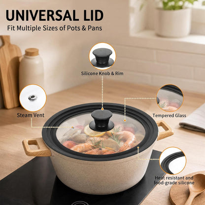 Universal Pan Lid Silicone & Tempered Glass - 24, 26 & 28cm