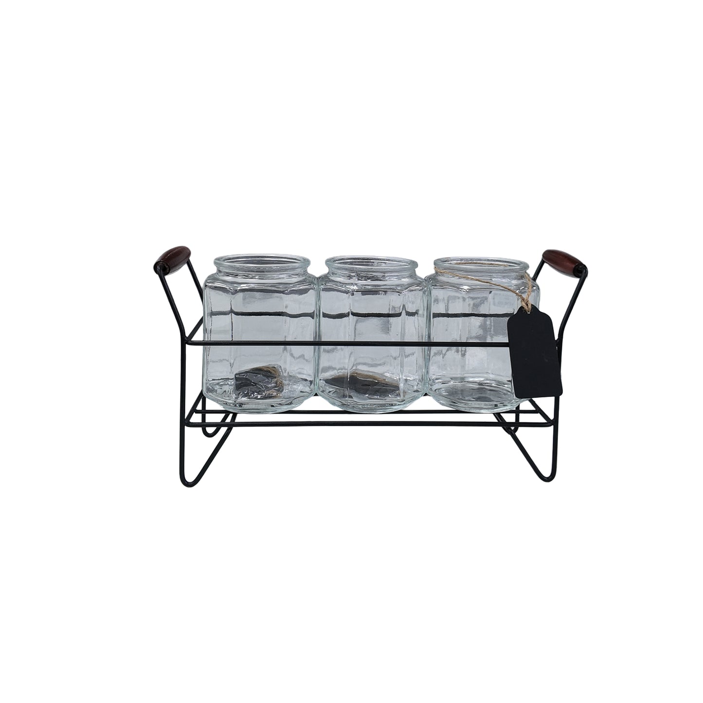 3 Piece Glass Jars With Stand