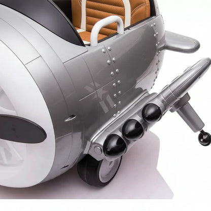 Kids Electric Ride-On Plane Toy - Silver