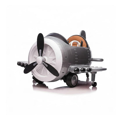 Kids Electric Ride-On Plane Toy - Silver