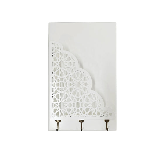 Exotic Designs Wall Mounted Book Holder with 3 Hooks White