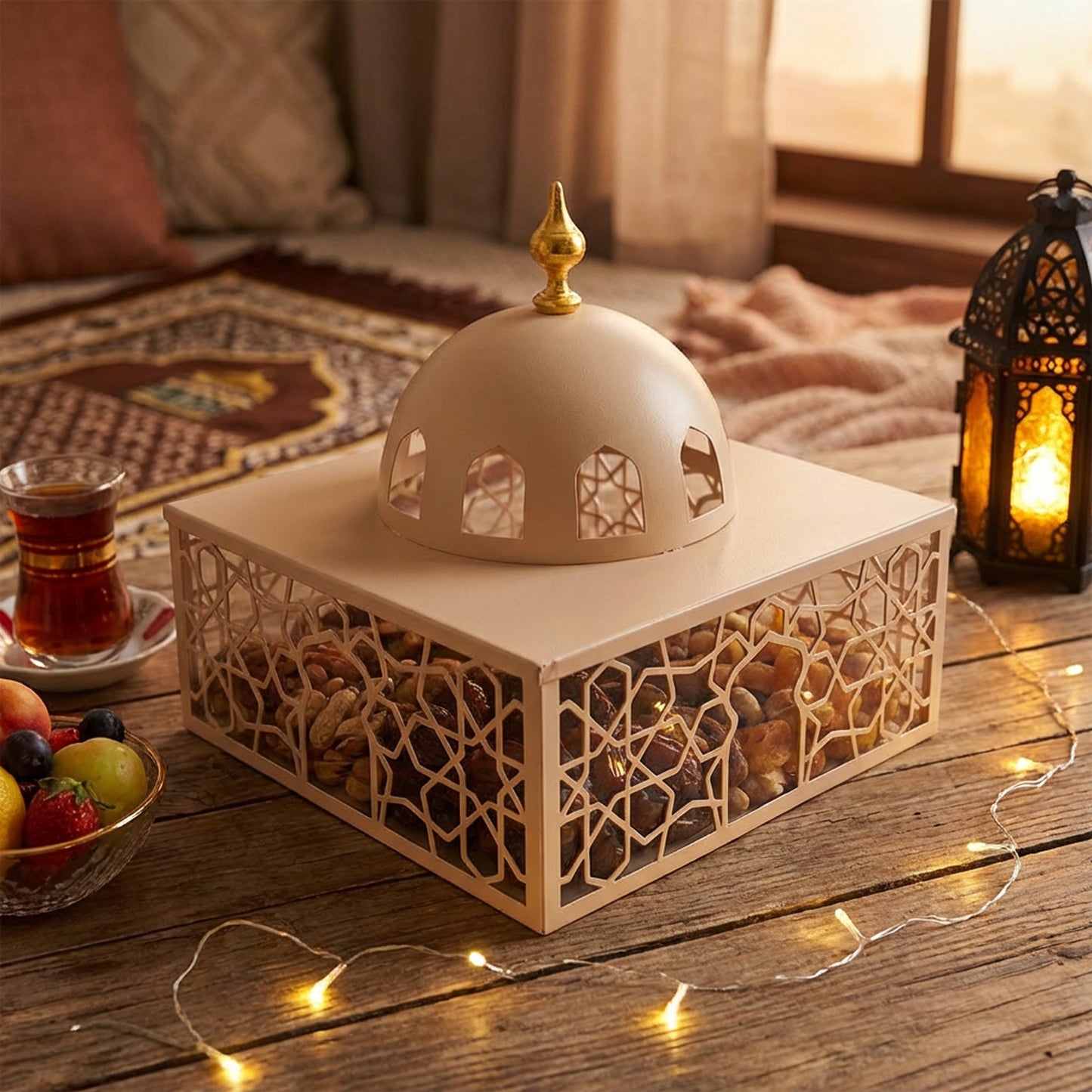 Square Islamic Snack Server Cream