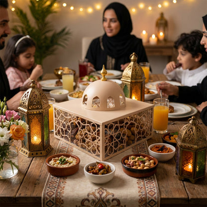 Square Islamic Snack Server Cream