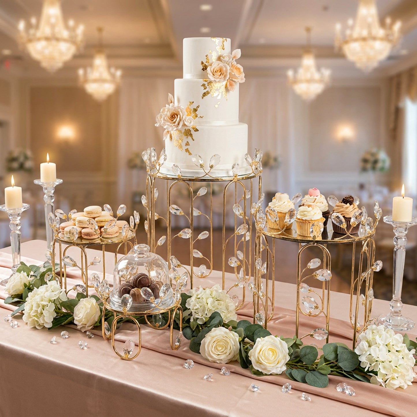 4 Piece Cake Stand Set Gold
