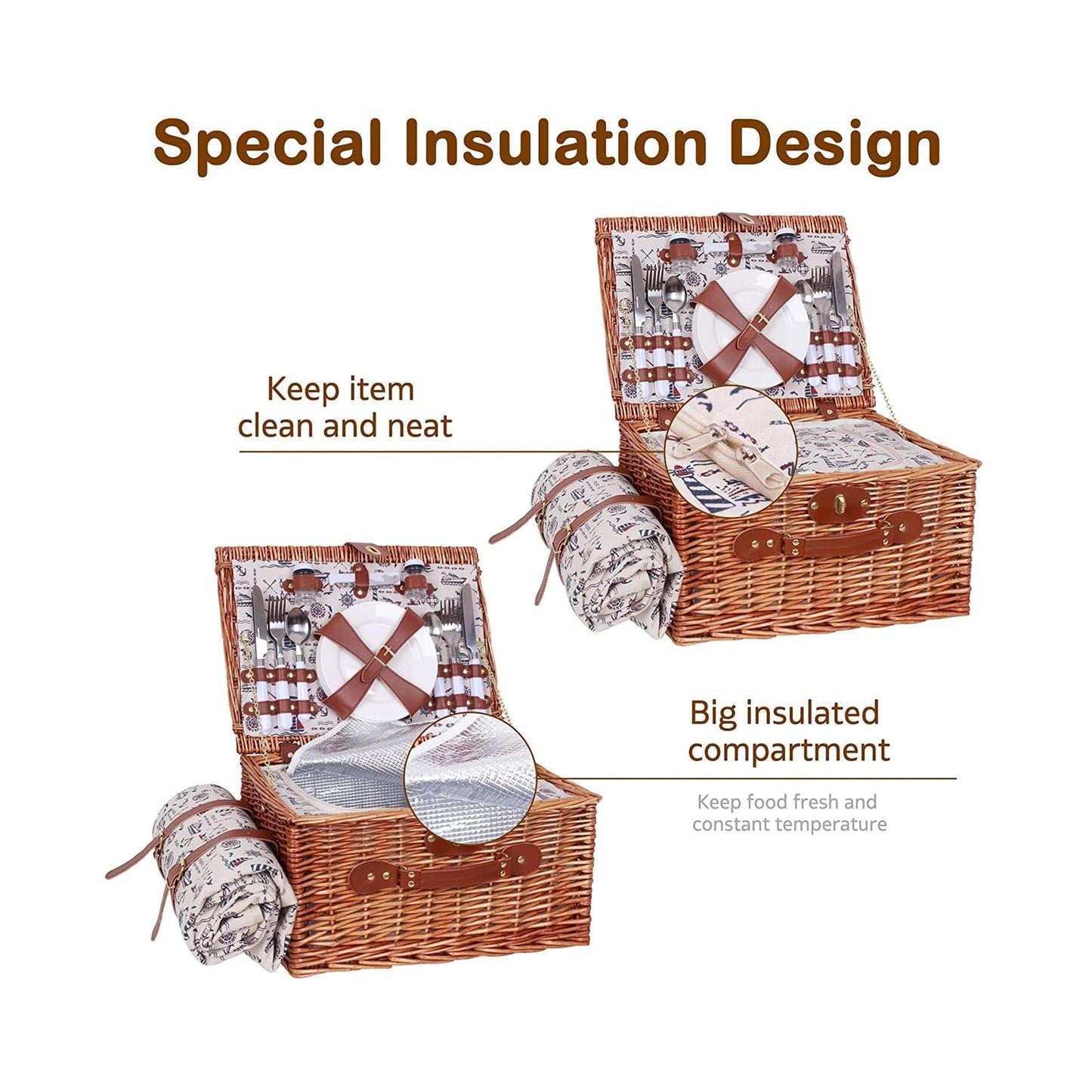 Kitchen Life Picnic Basket Brown