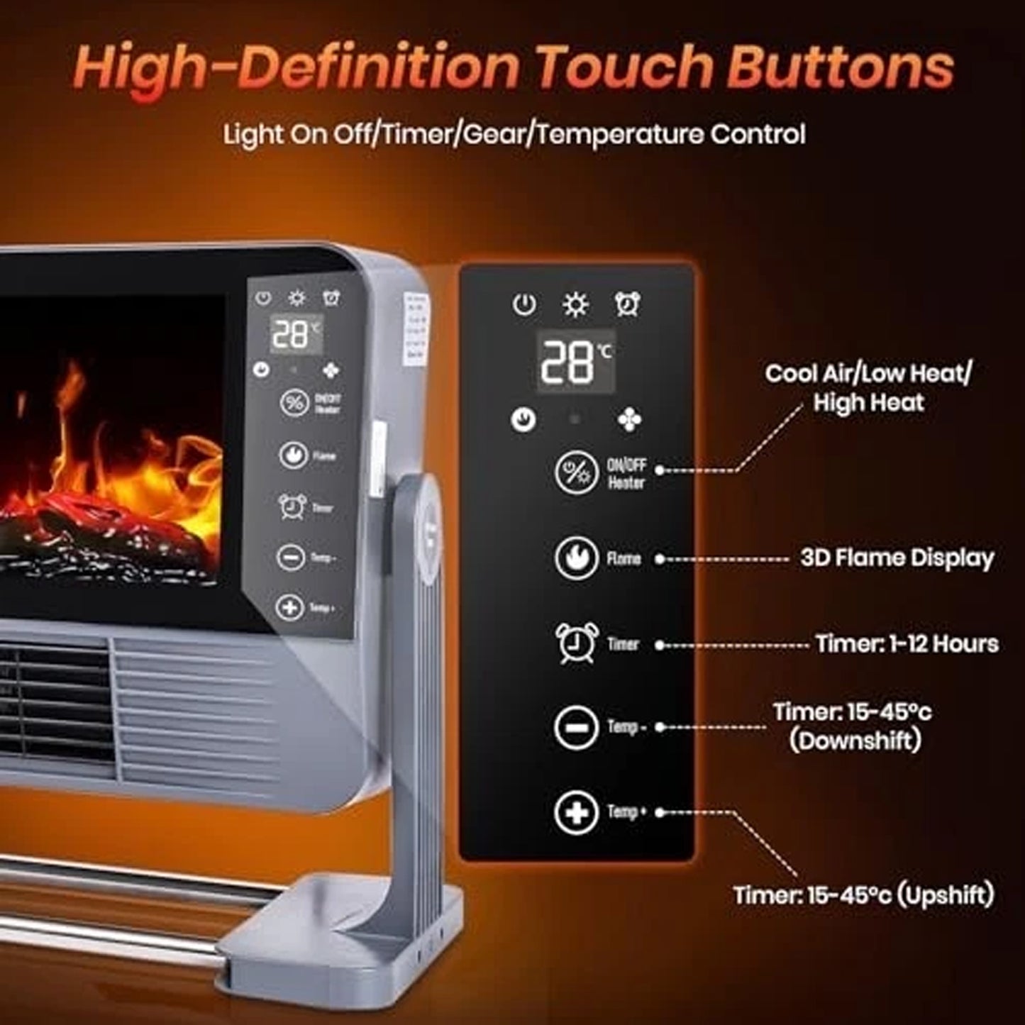 Condere Fireplace Heater Black