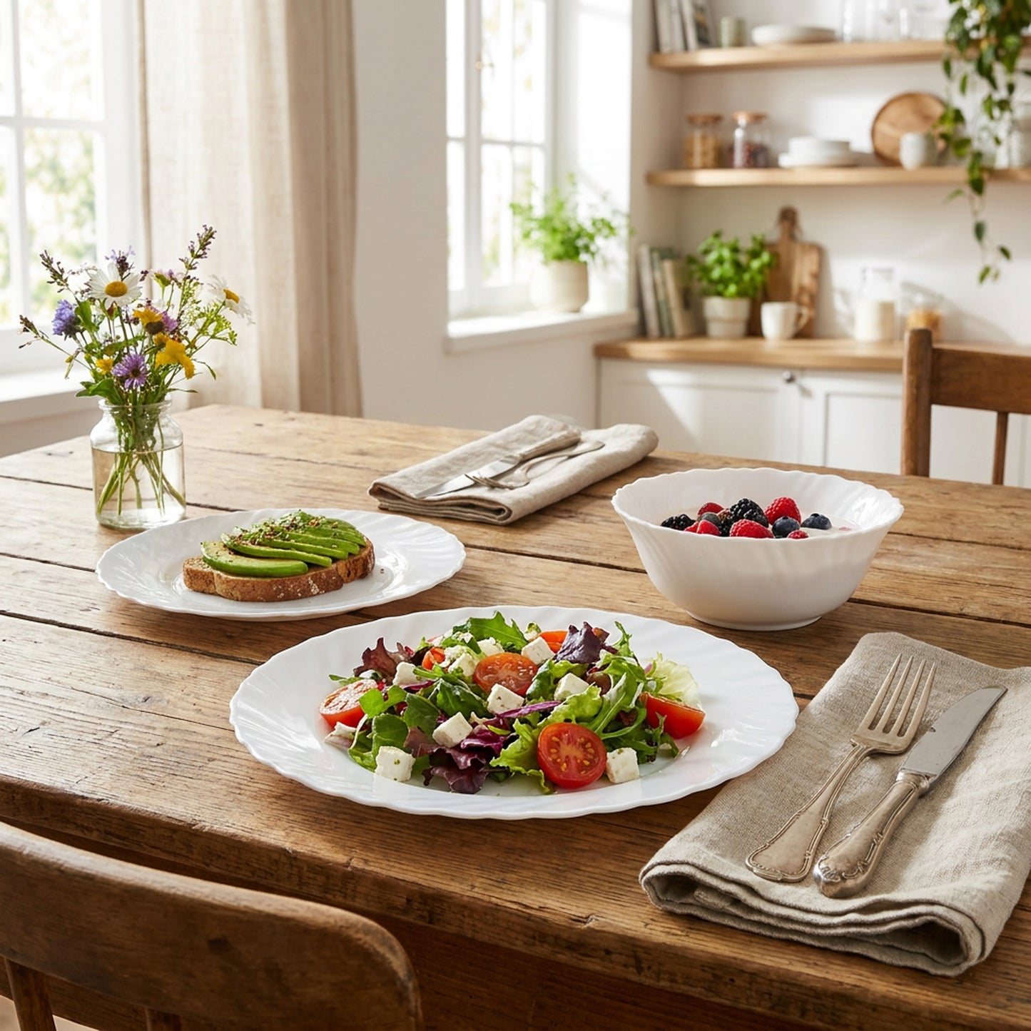 La Opala Classique Plain White 12 Piece Dinner Set White