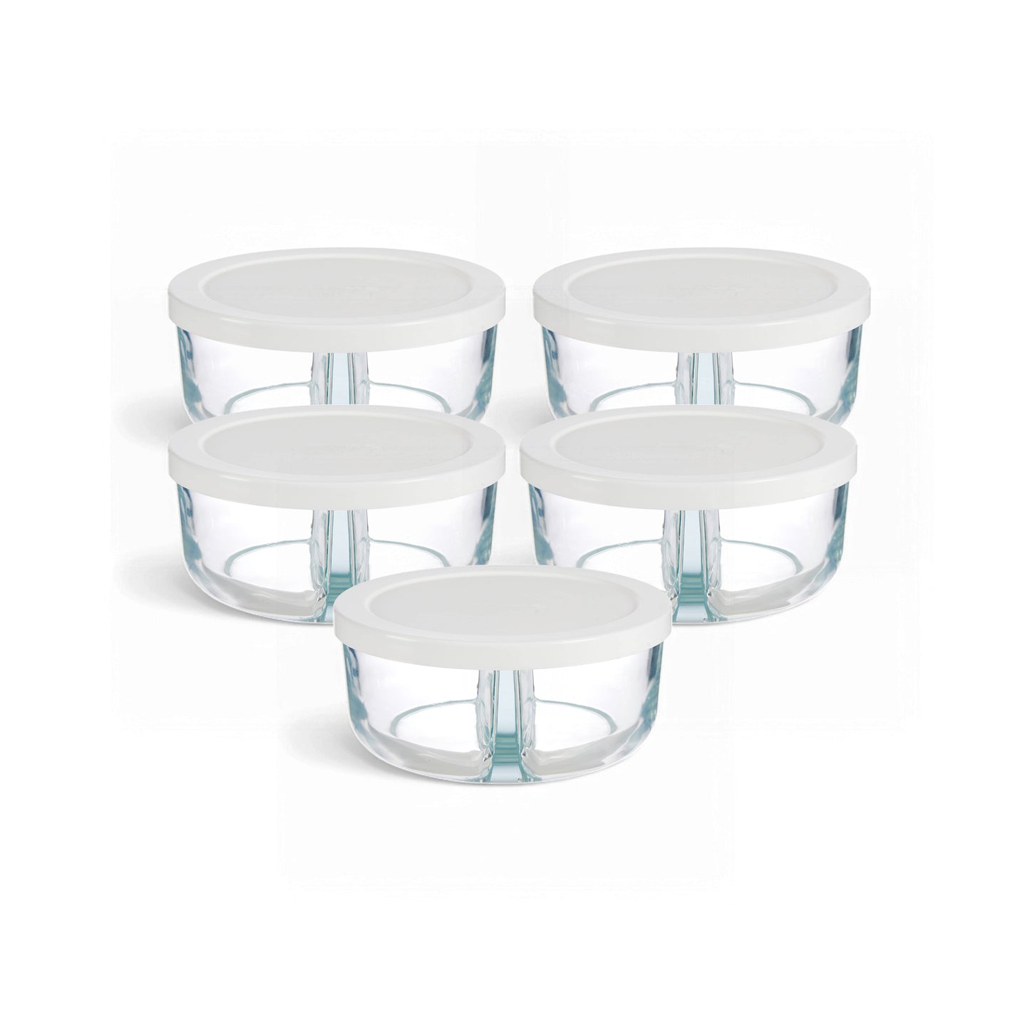 Pasabahce 5 Piece 2 Compartment Polar Storage Container Set White