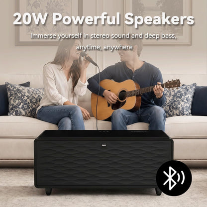 Smart Coffee Table with Dual Fridge, Bluetooth Speakers & Wireless Charging - Black