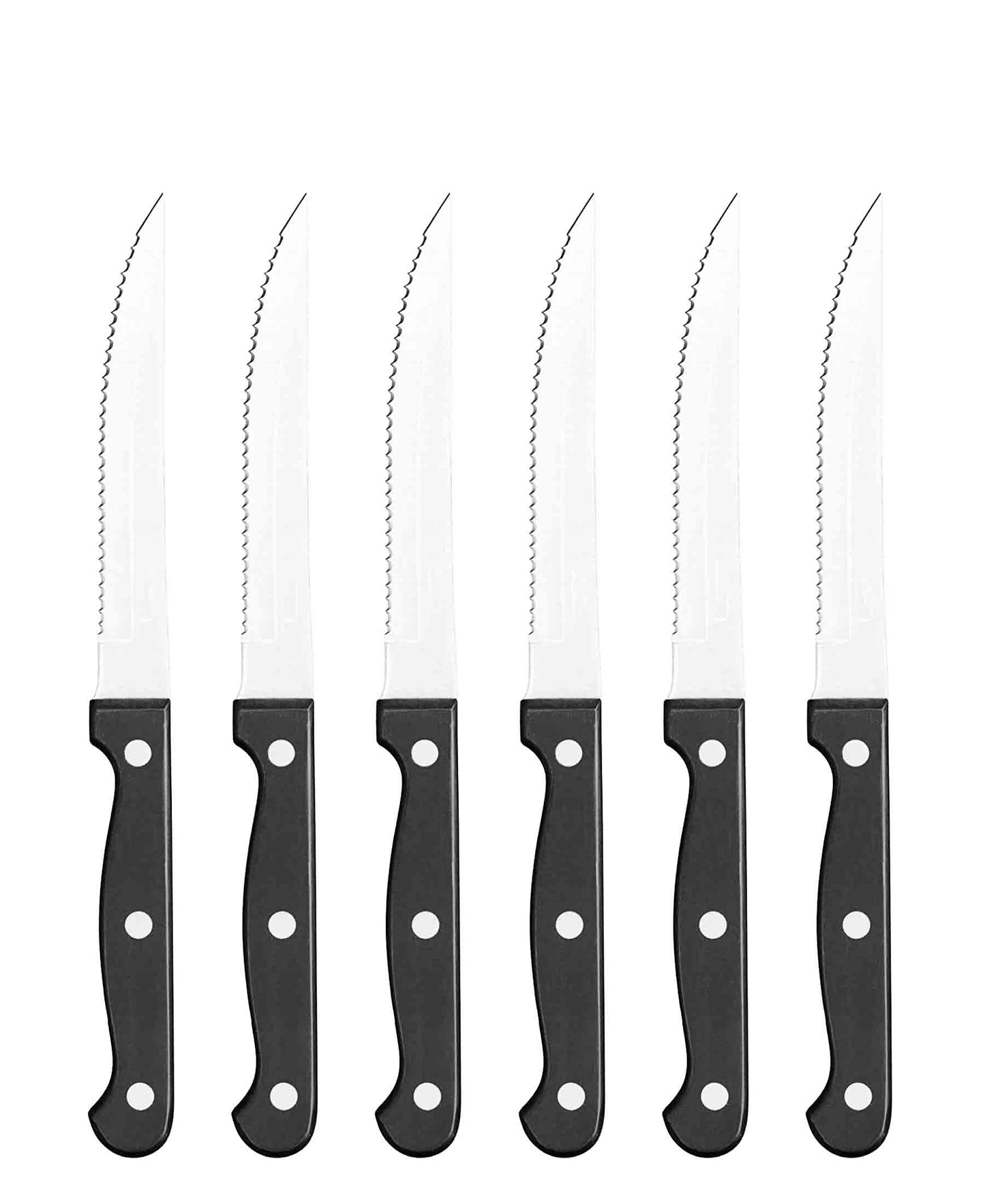 Hillhouse 6 Piece Serrated Steak Knife Set - Black & Silver