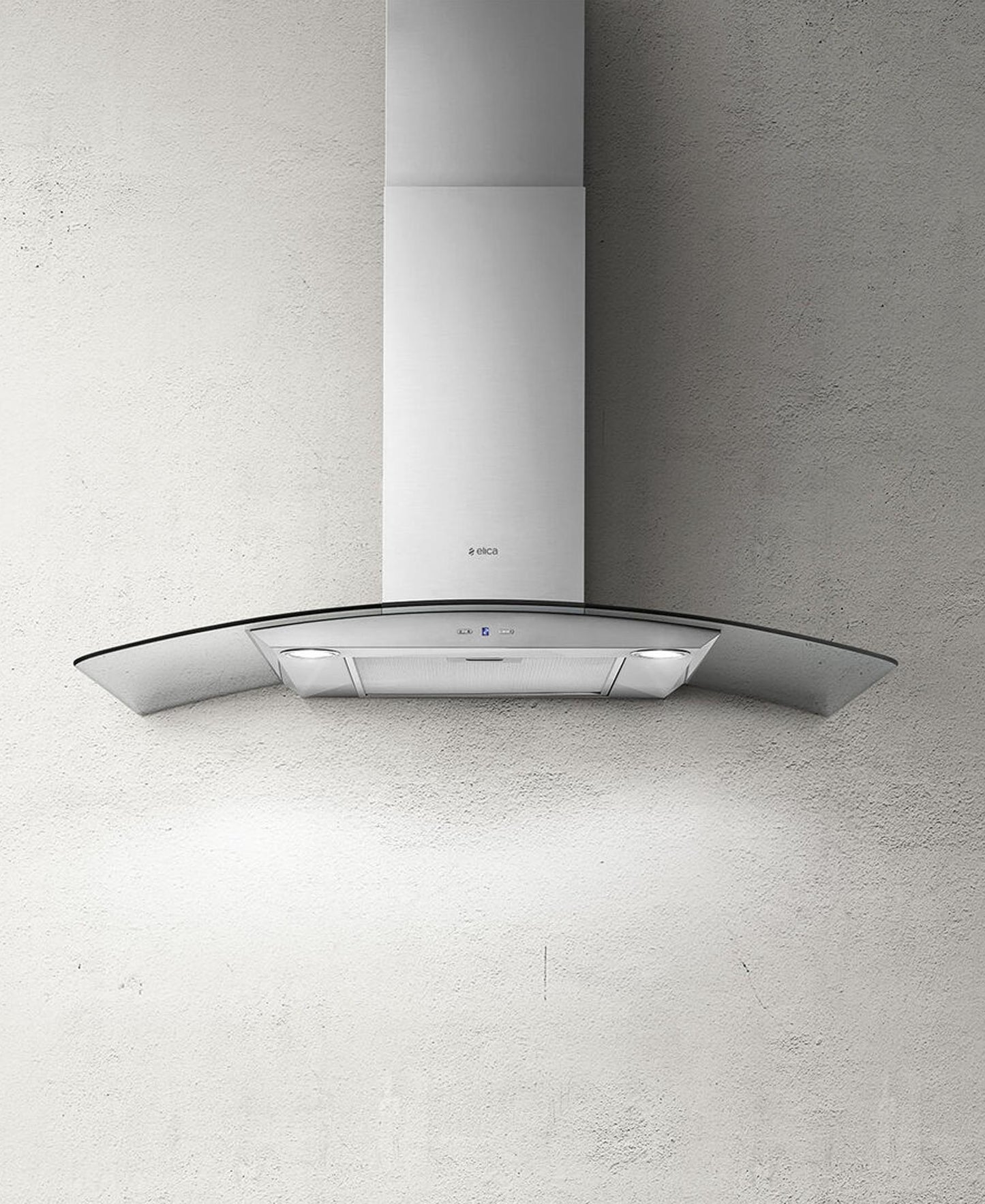 Elica 90cm Curved Glass Cooker Hood/Extractor Silver