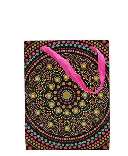 Urban Decor Circle Art Gift Bag - Brown & Pink