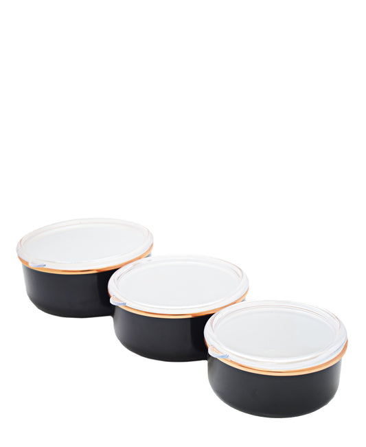 Oms 3-Piece Enamel Storage Container - Black