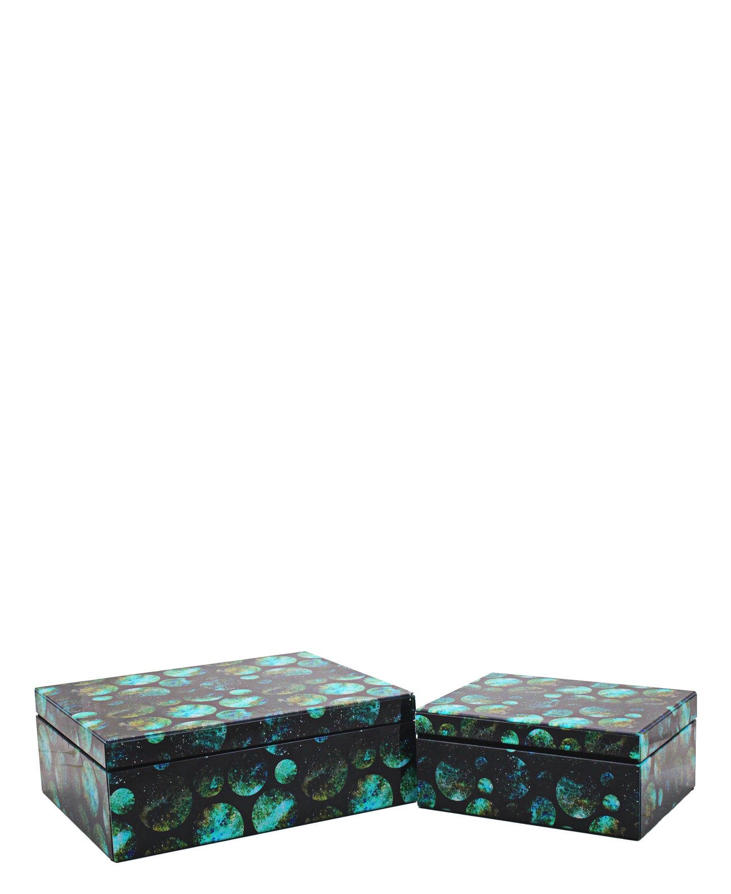 Urban Decor Glass Agate Moon Box 2 Piece - Blue & Black