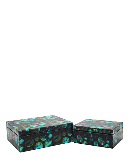 Urban Decor Glass Agate Moon Box 2 Piece - Blue & Black
