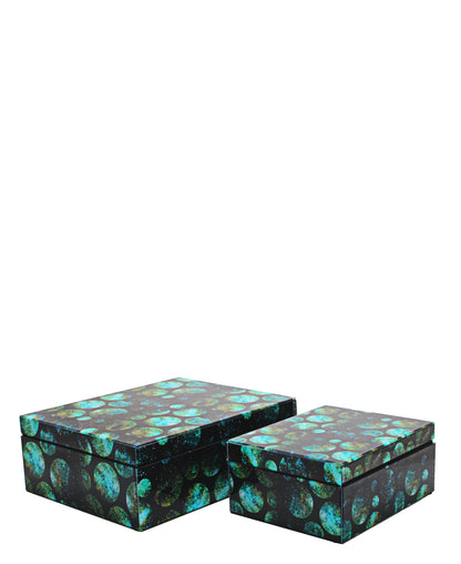 Urban Decor Glass Agate Moon Box 2 Piece - Blue & Black