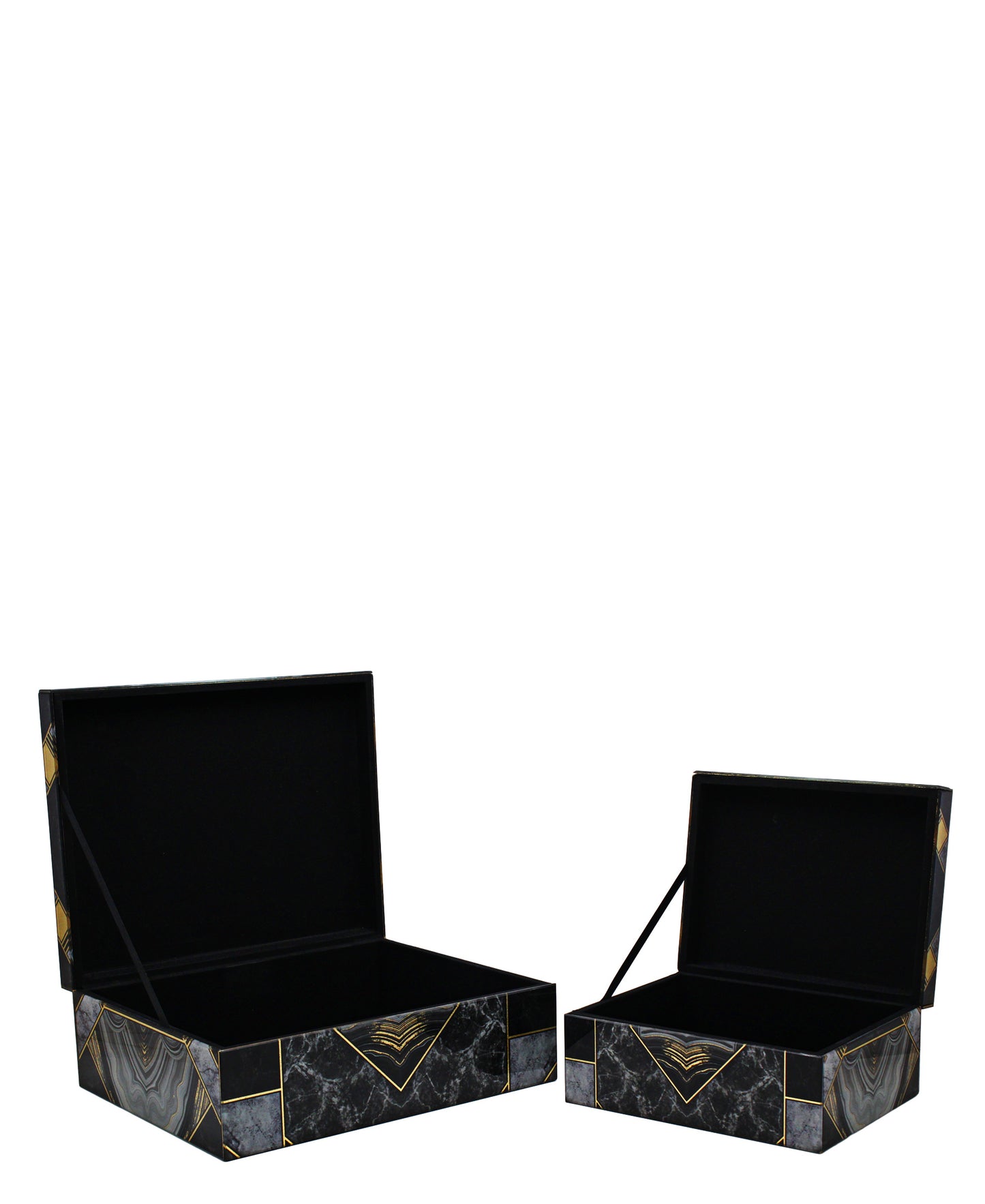 Urban Decor Glass Agate Geometric Box 2 Piece - Black & White