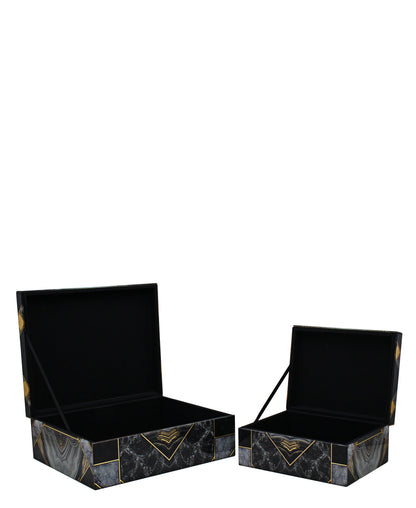Urban Decor Glass Agate Geometric Box 2 Piece - Black & White