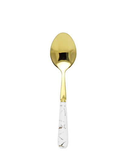 Kitchen Life 6 Piece Golden Spoon Set - White & Gold