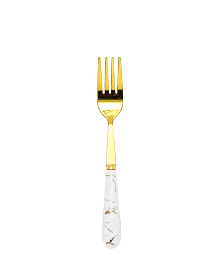 Kitchen Life 6 Piece Golden Fork Set - White & Gold