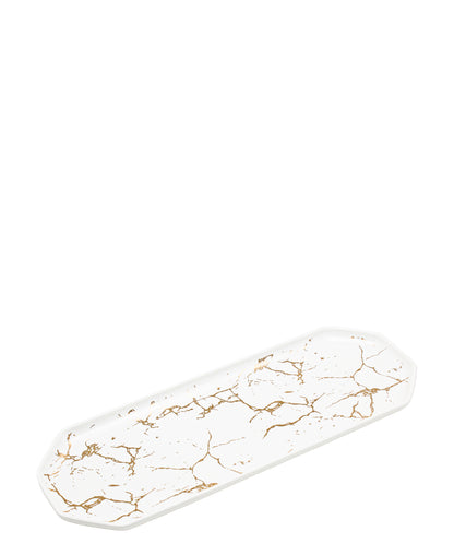 Kitchen Life Golden Serving Platter - White & Gold